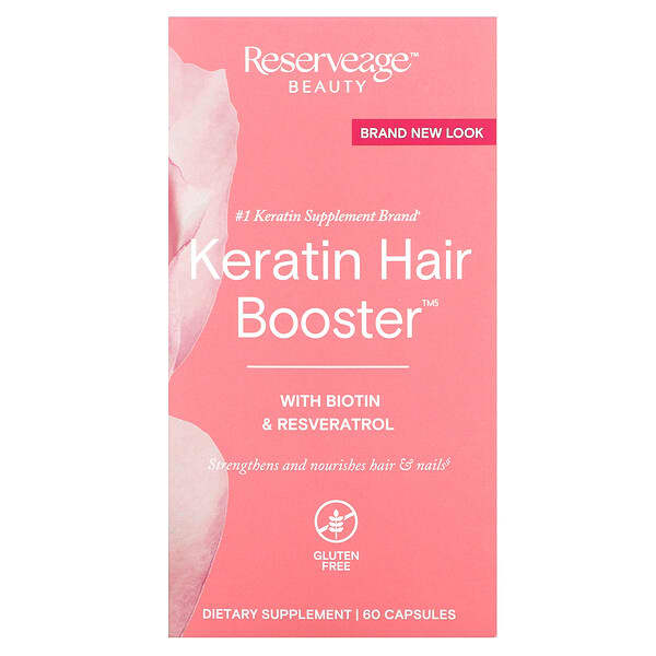 Reserveage Beauty, Keratin Hair Booster with Biotin & Resveratrol, 60 Capsules
