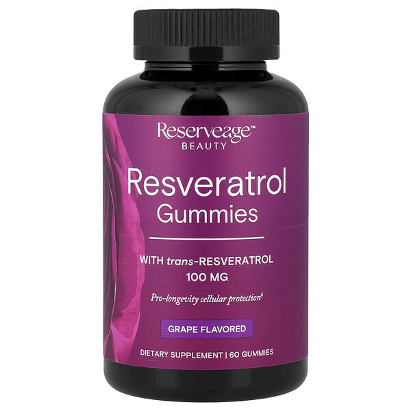 Reserveage Beauty, Resveratrol Gummies, Grape, 60 Gummies