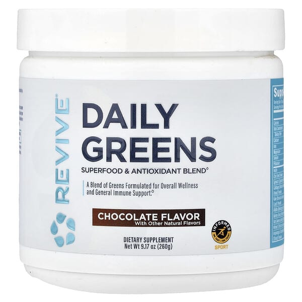 Revive, Daily Greens, Chocolate, 9.17 oz (260 g)