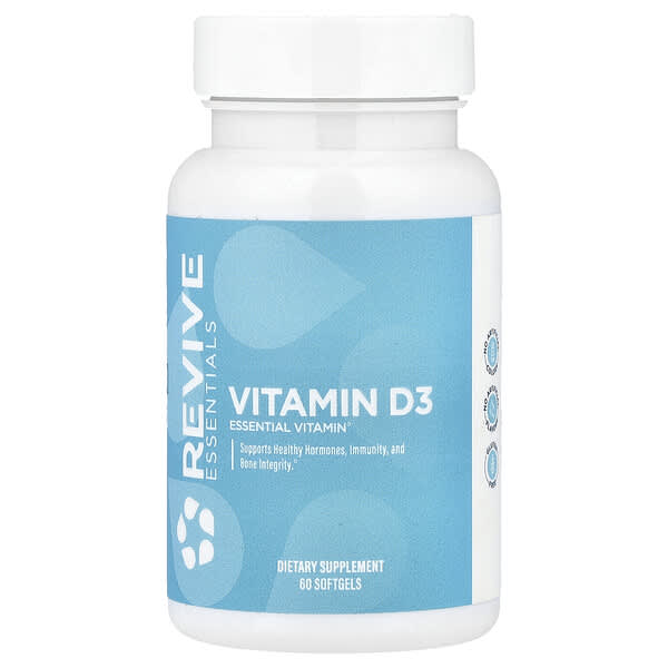 Revive, Essentials, Vitamin D3, 125 mcg (5,000 IU), 60 Softgels