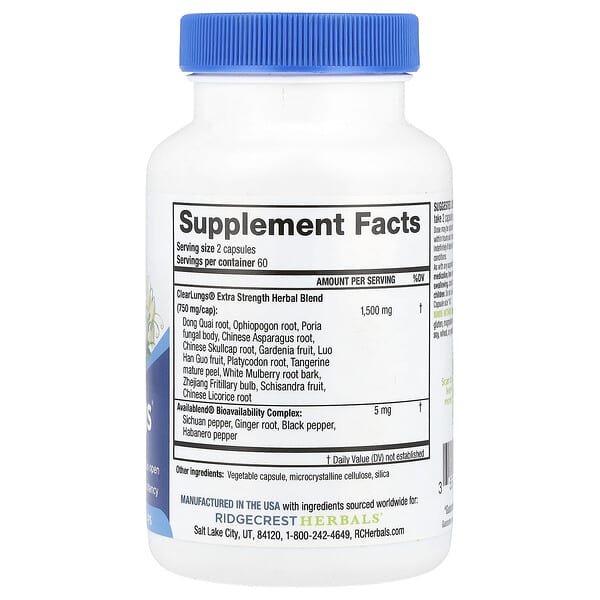 Alternative view of RidgeCrest Herbals, ClearLungs®, 120 Caps