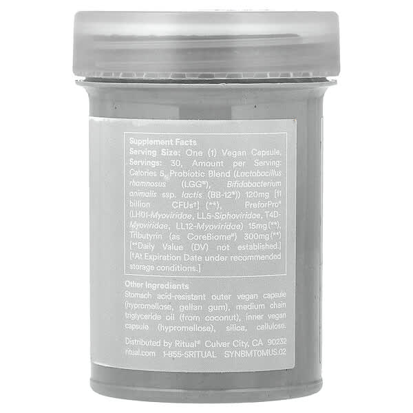 Alternative view of Ritual, Synbiotic+®, Mint, 30 Vegan Capsules