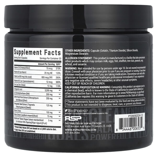 Alternative view of RSP Nutrition, Prime-T, 240 Capsules