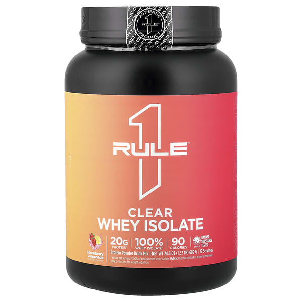 Rule One Proteins, Clear Whey Isolate, Strawberry Lemonade, 1.52 lb (689 g) 5 Rule One Proteins, Clear Whey Isolate, Strawberry Lemonade, 1.52 lb (689 g)