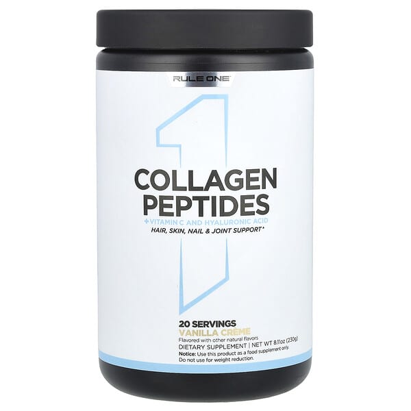 Rule One Proteins, Collagen Peptides + Vitamin C and Hyaluronic Acid, Vanilla Creme, 8.11 oz (230 g)