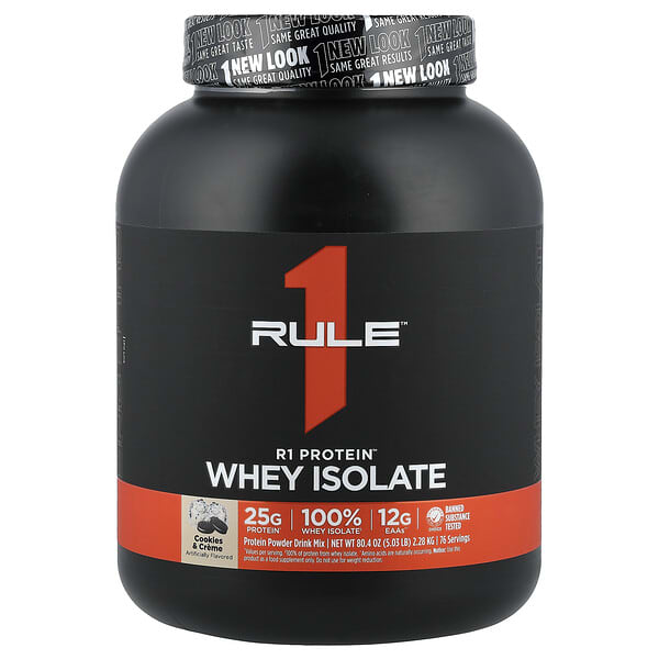Rule One Proteins, R1 Protein™ Whey Isolate, Cookies & Creme, 5.03 lb (2.28 kg)