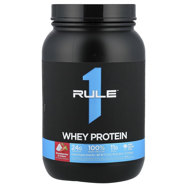 Rule One Proteins, Whey Protein, Strawberries & Creme, 1.99 lb (905 g)