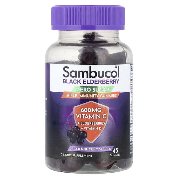 Sambucol, Black Elderberry, Zero Sugar, Triple Immunity Gummies , 45 Gummies