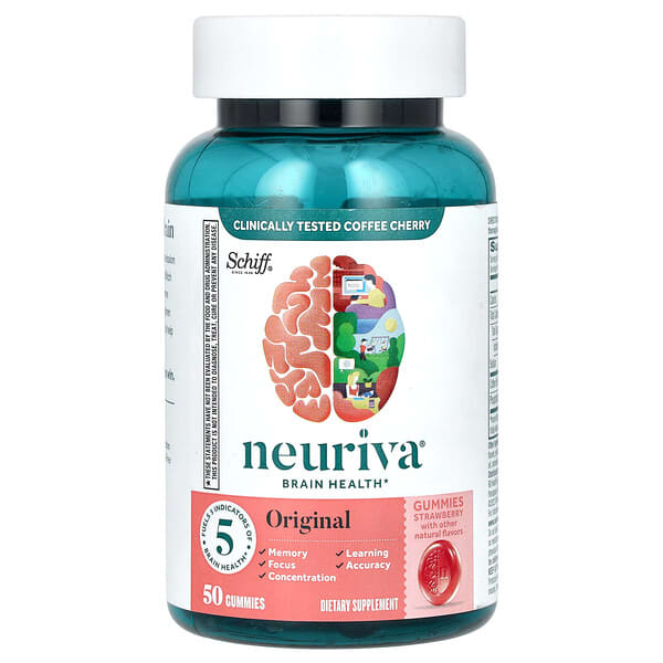 Schiff, Neuriva Brain Health Gummies, Original, Strawberry, 50 Gummies