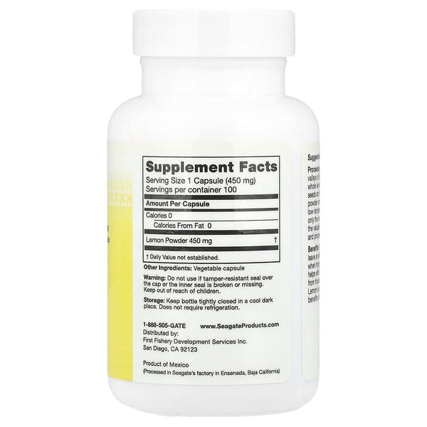 Alternative view of Seagate, Lemon, 450 mg, 100 V Capsules