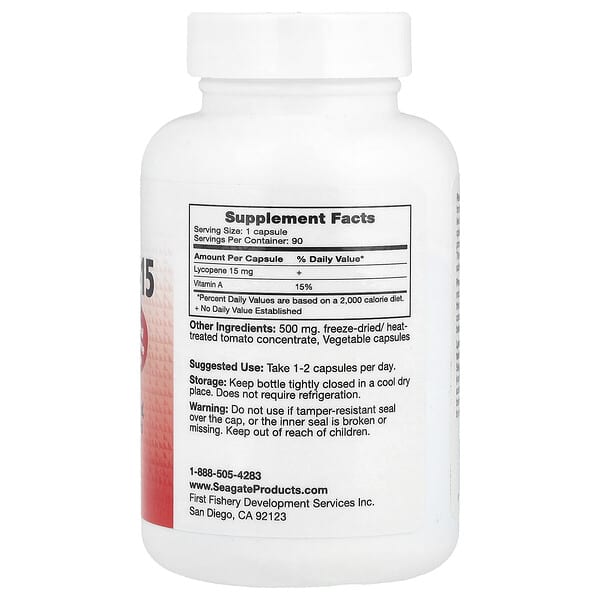 Alternative view of Seagate, Lycopene-15, 15 mg, 90 V Capsules