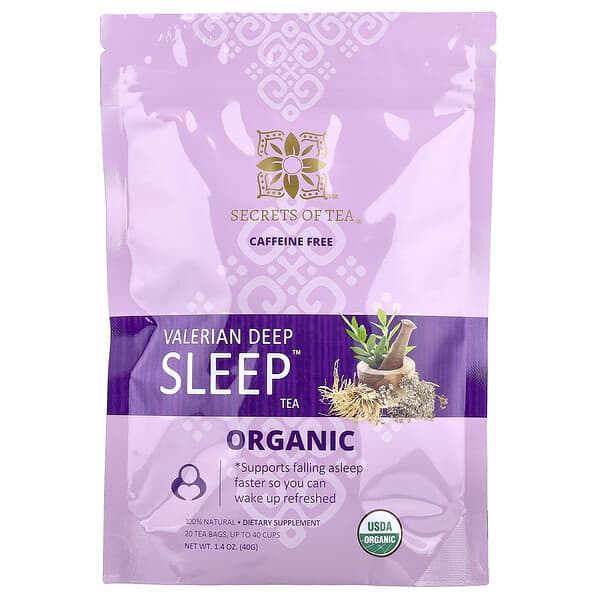 Secrets of Tea, Organic Valerian Deep Sleep™ Tea, Caffeine Free, 20 Tea Bags, 1.4 oz (40 g)