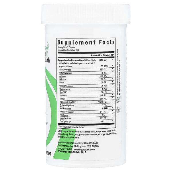 Alternative view of Seeking Health, Digestive Enzymes Chewable, 60 Chewable Tablets