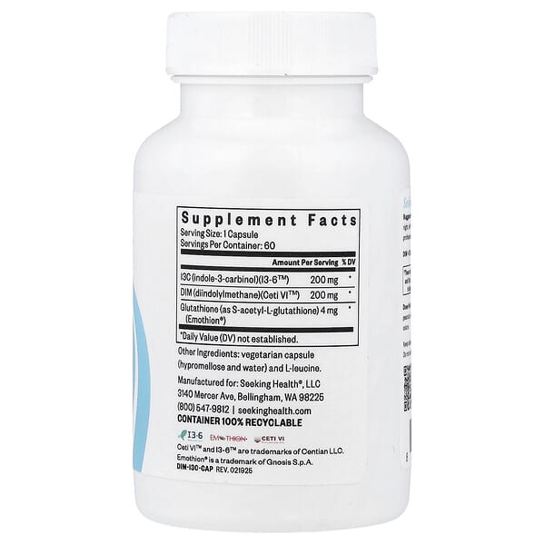 Alternative view of Seeking Health, DIM + I3C with Glutathione, 60 Capsules