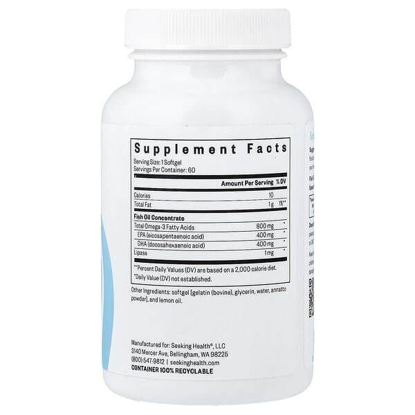 Alternative view of Seeking Health, Fish Oil, 60 Softgels