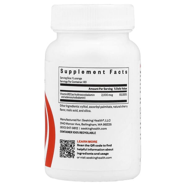 Alternative view of Seeking Health, Hydroxo-Adeno B12, 2,000 mcg, 60 Lozenges