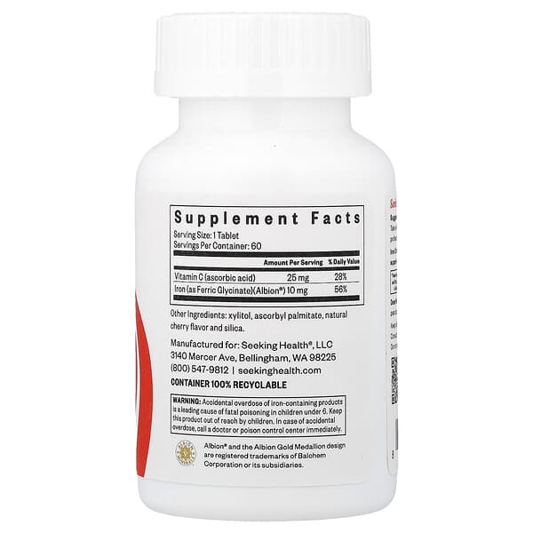 Alternative view of Seeking Health, Iron Chewable, 60 Tablets