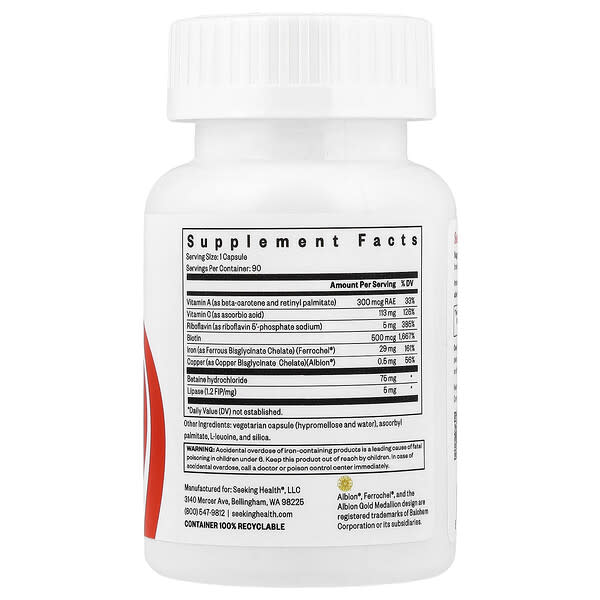 Alternative view of Seeking Health, Iron with Cofactors, 90 Capsules