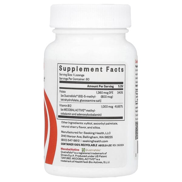 Alternative view of Seeking Health, Methyl B12 with L-Methylfolate , 60 Lozenges