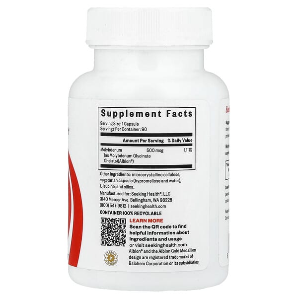 Alternative view of Seeking Health, Molybdenum, 500 mcg, 90 Capsules