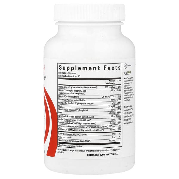 Alternative view of Seeking Health, Multivitamin One Sensitive, 45 Capsules