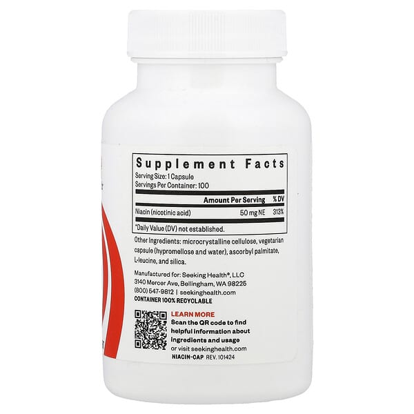 Alternative view of Seeking Health, Niacin, 50 mg NE, 100 Capsules