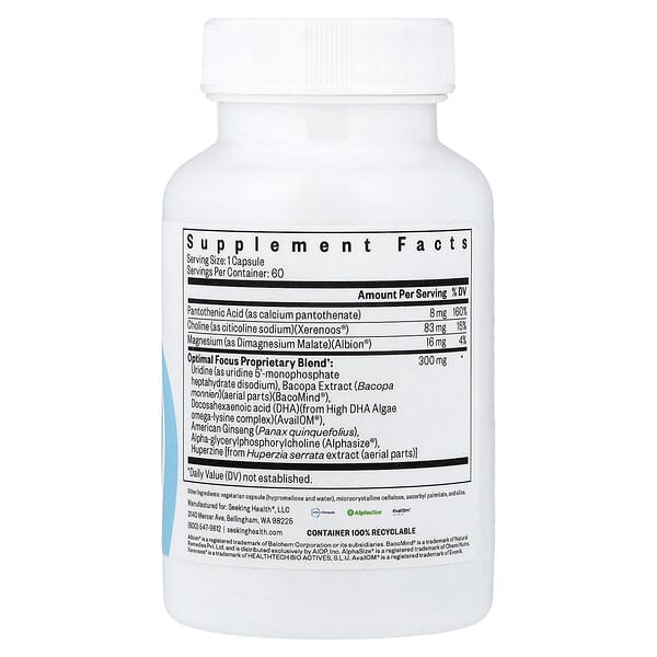 Alternative view of Seeking Health, Optimal Focus™, 60 Capsules