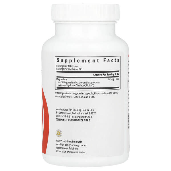 Alternative view of Seeking Health, Optimal Magnesium, 150 mg, 90 Vegetarian Capsules