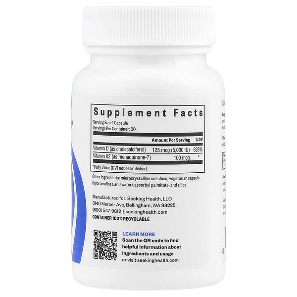 Alternative view of Seeking Health, Vitamin D3 + K2, 60 Capsules
