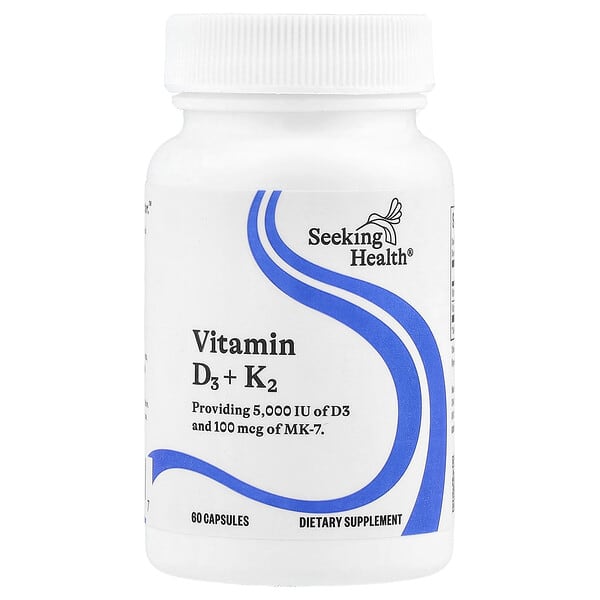Seeking Health, Vitamin D3 + K2, 60 Capsules