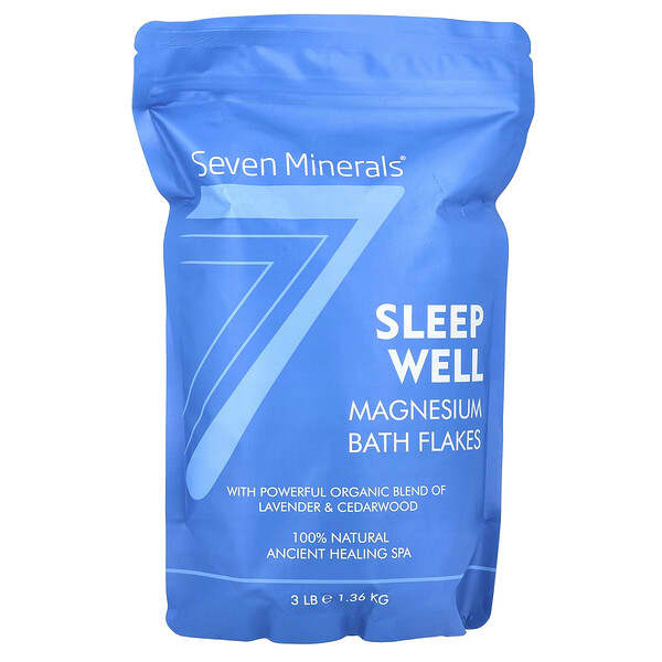 Seven Minerals, Sleep Well, Magnesium Bath Flakes, Lavender & Cedarwood, 3 lb (1.36 kg)