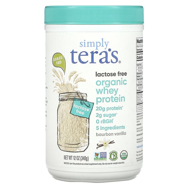Simply Tera's, Organic Whey Protein, Lactose Free, Bourbon Vanilla, 12 oz (340 g)