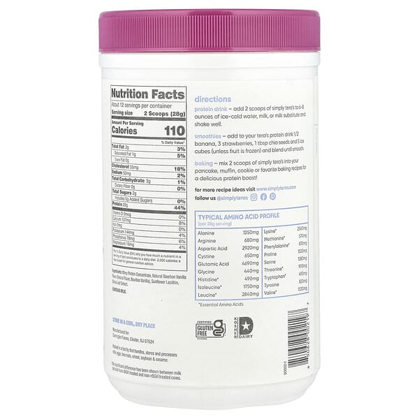 Alternative view of Simply Tera's, Pure Whey Protein, Bourbon Vanilla, 12 oz (340 g)
