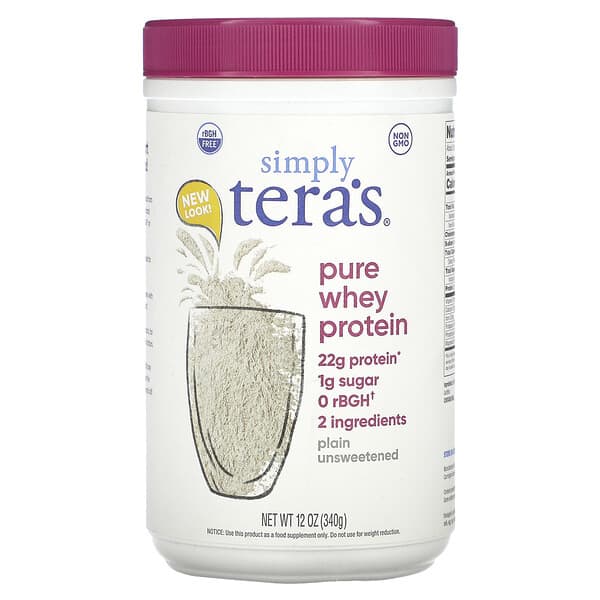 Simply Tera's, Pure Whey Protein, Plain Unsweetened, 12 oz (340 g)