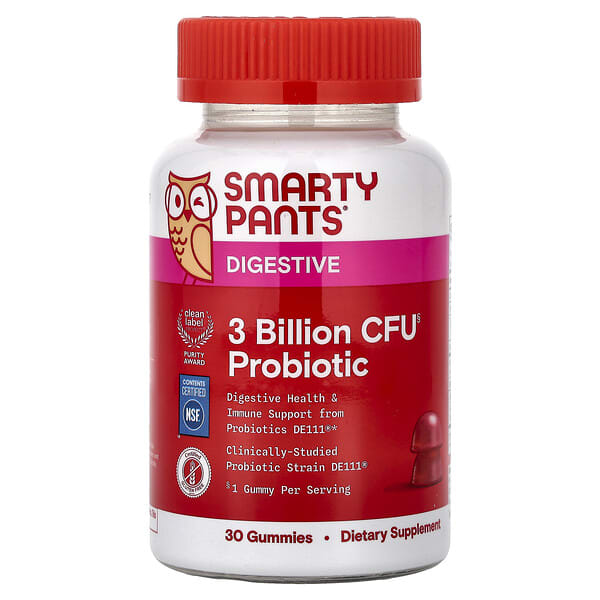 SmartyPants, Digestive, Probiotic Gummies, Strawberry, 30 Gummies
