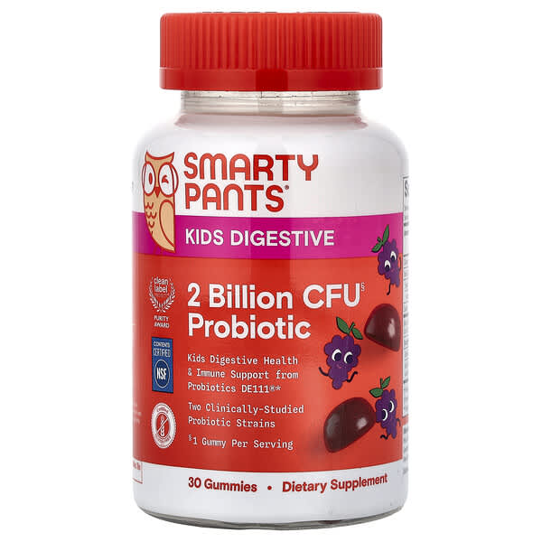 SmartyPants, Kids Digestive, Probiotic Gummies, Grape, 30 Gummies