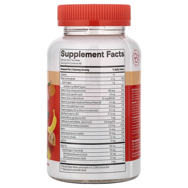 Alternative view of SmartyPants, Kids Plus, Multi & Omegas Gummies, Lemon, Orange, and Strawberry Banana, 80 Gummies