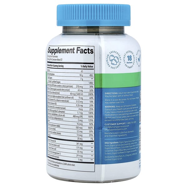 Alternative view of SmartyPants, Men’s Organic Multi & Omegas Gummies, Raspberry, Orange, and Cherry, 90 Gummies