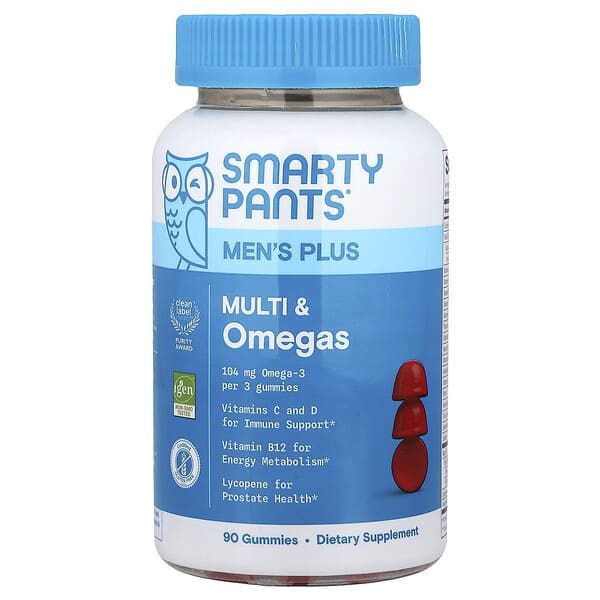 SmartyPants, Men's Plus Multi & Omegas, Raspberry Lemonade, 90 Gummies