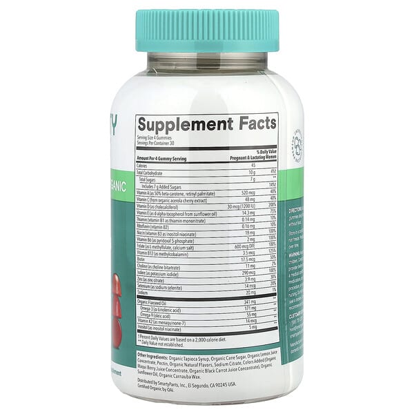 Alternative view of SmartyPants, Organic Prenatal Multi & Omegas, Grape, Blueberry & Mixed Berry, 120 Gummies