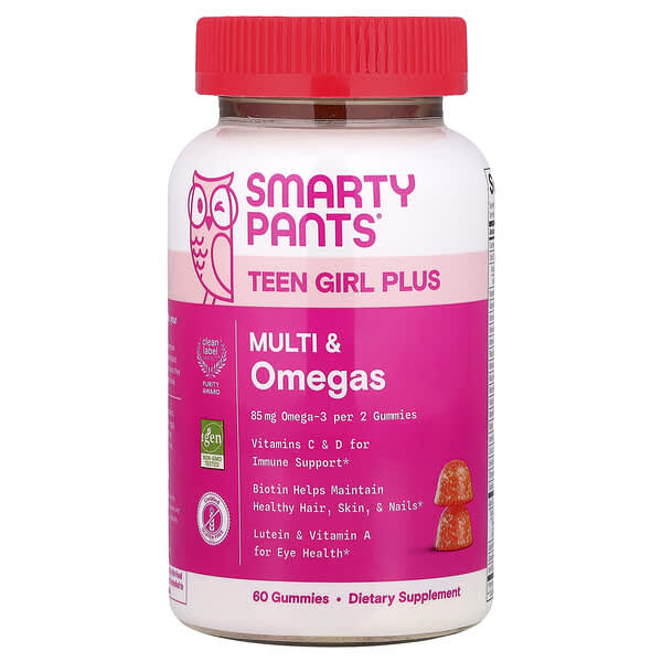 SmartyPants, Teen Girl Plus Multi & Omegas. Mango Orange, 60 Gummies