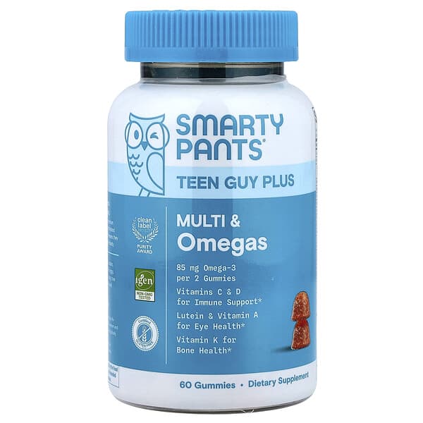 SmartyPants, Teen Guy Plus Multi & Omegas, Pineapple Orange, 60 Gummies