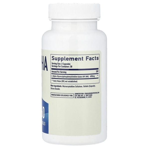 Alternative view of SMNutrition, Alpha GPC, 60 Capsules (300 mg per Capsule)