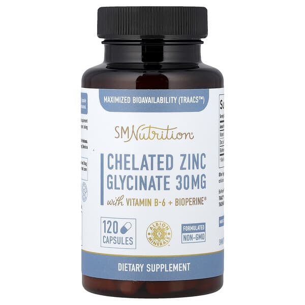 SMNutrition, Chelated Zinc Glycinate, 120 Capsules