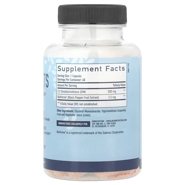Alternative view of SMNutrition, DIM Beadlets With BioPerine®, 60 Capsules