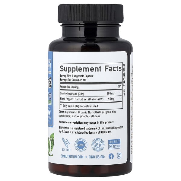 Alternative view of SMNutrition, DIM + BioPerine®, 60 Capsules