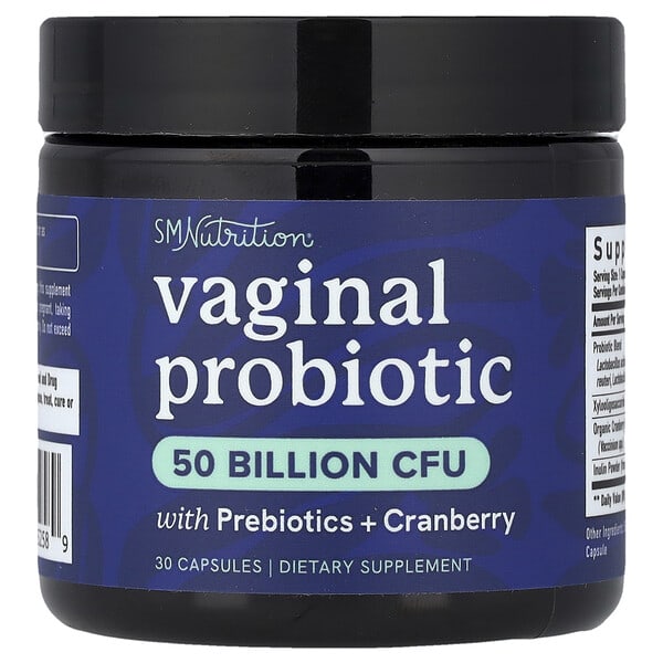 SMNutrition, Vaginal Probiotic With Prebiotics + Cranberry, 30 Capsules