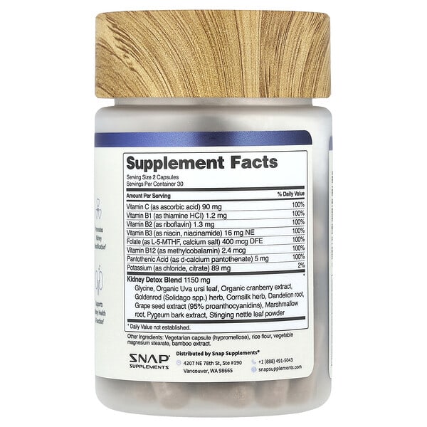 Alternative view of Snap Supplements, Kidney Health, 60 Capsules