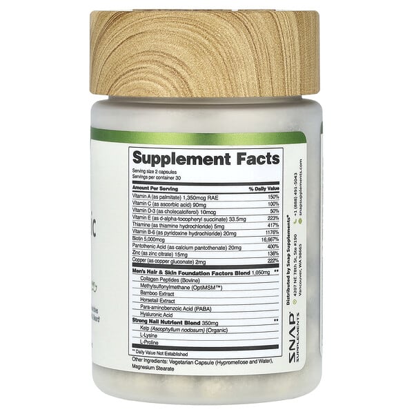 Alternative view of Snap Supplements, Men's Hair Tonic, Hair & Beard, 60 Capsules