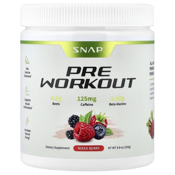 Snap Supplements, Pre Workout, Mixed Berry, 8.8 oz (250 g)
